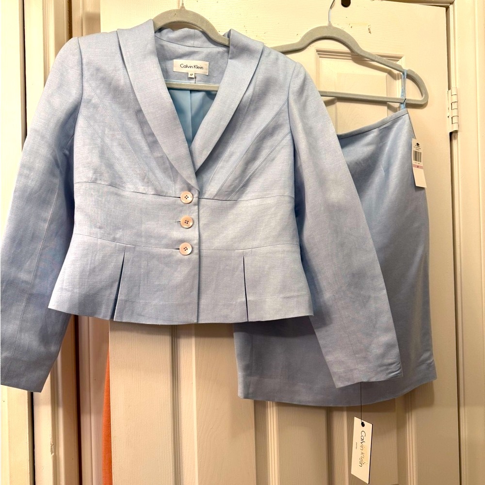 Calvin Klein Women's Light Blue Blazer and Skirt Set